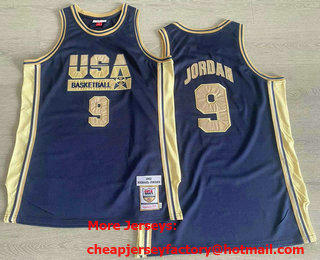 USA Basketball 1992 Olympic Dream Team #9 Michael Jordan 1992 Navy Hardwood AU Throwback Jersey