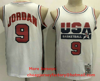 USA Basketball 1992 Olympic Dream Team #9 Michael Jordan White Hardwood Classics Soul Swingman Throwback Jersey