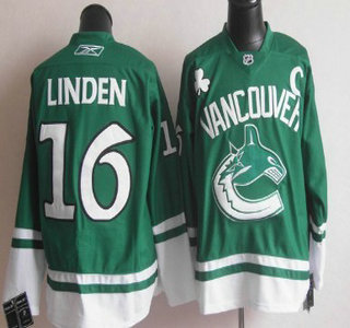 Vancouver Canucks #16 Linden 2010 Green Jersey