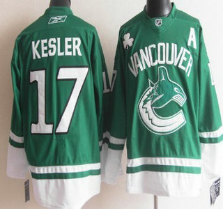 Vancouver Canucks #17 Kesler 2010 Green Jersey