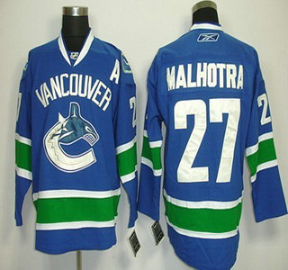 Vancouver Canucks #27 Malhotra Blue Jersey