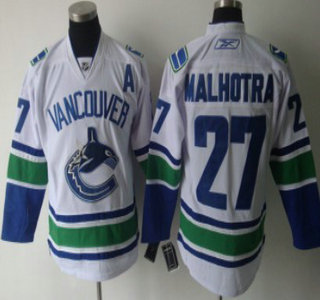 Vancouver Canucks #27 Malhotra White Jersey