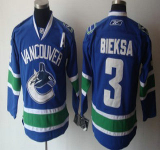 Vancouver Canucks #3 Bieksa Blue Jersey