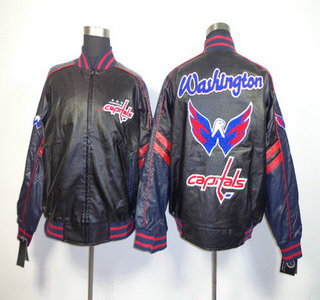 Washington Capitals Blank Black Leather Coat