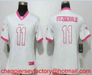 Women's Arizona Cardinals #11 Larry Fitzgerald White Pink 2016 Color Rush Fashion NFL Nike Limited Jersey