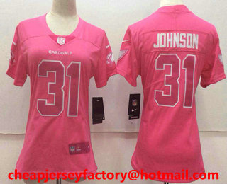 Women's Arizona Cardinals #31 David Johnson Pink Fashion 2017 Rush NFL Nike Limited Jersey