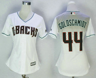 Women's Arizona Diamondbacks #44 Paul Goldschmidt White Capri Stitched MLB Cool Base MLB Jersey