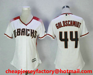 Women's Arizona Diamondbacks #44 Paul Goldschmidt White Home Stitched MLB Cool Base Jersey