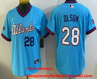 Women's Atlanta Braves #28 Matt Olson Light Blue 2026 City Connect Stadium Jersey
