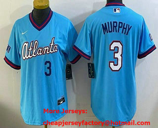 Women's Atlanta Braves #3 Dale Murphy Light Blue 2026 City Connect Stadium Jersey