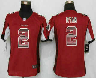 Women's Atlanta Falcons #2 Matt Ryan Red Strobe 2015 NFL Nike Fashion Jersey