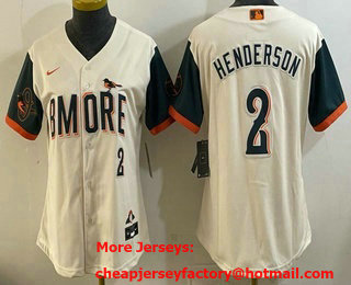 Women's Baltimore Orioles #2 Gunnar Henderson Cream 2026 City Connect Stadium Jersey