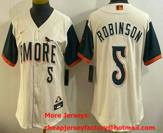 Women's Baltimore Orioles #5 Brooks Robinson Cream 2026 City Connect Stadium Jersey
