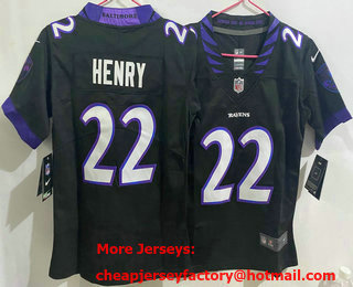 Women's Baltimore Ravens #22 Derrick Henry Limited Black Vapor Jersey