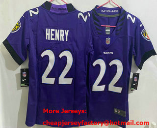 Women's Baltimore Ravens #22 Derrick Henry Purple Vapor Stitched Jersey