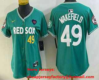 Women's Boston Red Sox #49 Tim Wakefield Green 2025 City Connect Limited Jersey