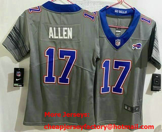 Women's Buffalo Bills #17 Josh Allen Limited Grey Vapor Jersey
