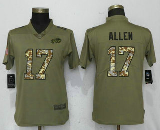 Women's Buffalo Bills #17 Josh Allen Olive With Camo 2017 Salute To Service Stitched NFL Nike Limited Jersey