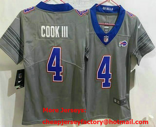 Women's Buffalo Bills #4 James Cook III Limited Grey Vapor Jersey