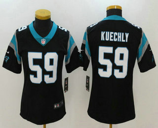 Women's Carolina Panthers #59 Luke Kuechly Black 2017 Vapor Untouchable Stitched NFL Nike Limited Jersey