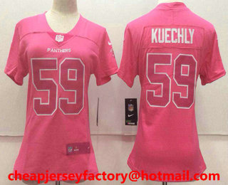Women's Carolina Panthers #59 Luke Kuechly Pink Fashion 2017 Rush NFL Nike Limited Jersey