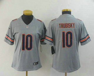 Women's Chicago Bears #10 Mitchell Trubisky Grey 2019 Inverted Legend Stitched NFL Nike Limited Jersey