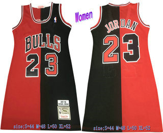 Women's Chicago Bulls #23 Michael Jordan Red With Black Two Tone Stitched Swingman Throwback Jersey