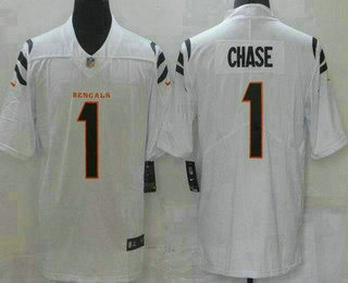 Women's Cincinnati Bengals #1 JaMarr Chase Limited White Vapor Jersey