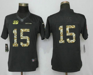 Women's Cincinnati Bengals #15 John Ross Black Anthracite 2016 Salute To Service Stitched NFL Nike Limited Jersey