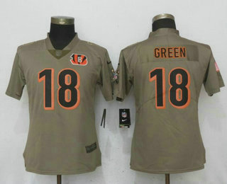 Women's Cincinnati Bengals #18 A.J. Green Olive 2017 Salute To Service Stitched NFL Nike Limited Jersey