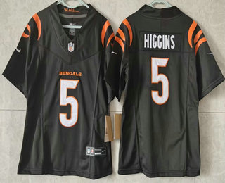 Women's Cincinnati Bengals #5 Tee Higgins Limited FUSE Black Vapor Jersey
