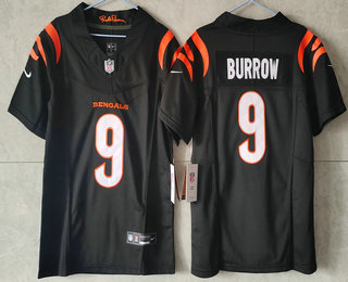 Women's Cincinnati Bengals #9 Joe Burrow Black FUSE Vapor Limited Stitched Jersey