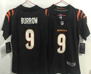 Women's Cincinnati Bengals #9 Joe Burrow NEW Black 2021 Vapor Untouchable Stitched NFL Nike Limited Jersey