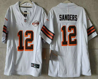 Women's Cleveland Browns #12 Shedeur Sanders Limited FUSE White Alternate Vapor Jersey