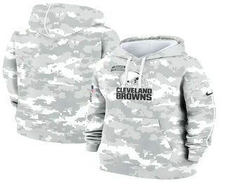 Women's Cleveland Browns Arctic Camo 2024 Salute to Service Club Fleece Pullover Hoodie