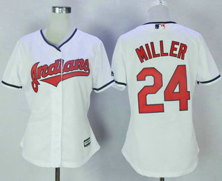 Women's Cleveland Indians #24 Andrew Miller White Home Cool Base Baseball Jersey
