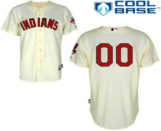 Women's Cleveland Indians Cream Customized Jersey