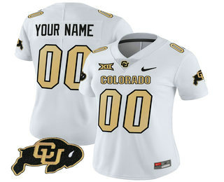 Women's Colorado Buffaloes Custom White With XII Patch FUSE Vapor Stitched Jersey