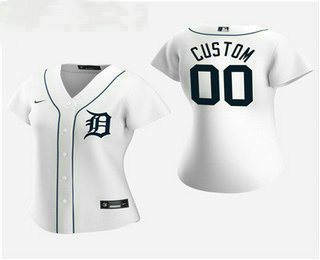 Women's Custom Detroit Tigers 2020 White Home Replica Jersey