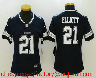 Women's Dallas Cowboys #21 Ezekiel Elliott Navy Blue 2017 Vapor Untouchable Stitched NFL Nike Limited Jersey