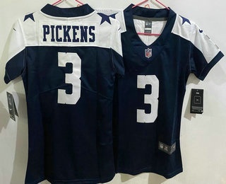 Women's Dallas Cowboys #3 George Pickens Limited Navy Alternate Vapor Jersey