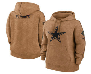 Women's Dallas Cowboys 2023 Brown Salute to Service Pullover Hoodie