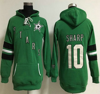 Women's Dallas Stars #10 Patrick Sharp Old Time Hockey Green Hoodie
