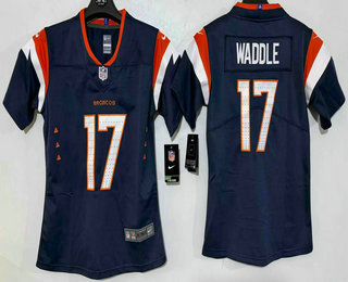 Women's Denver Broncos #17 Jaylen Waddle Limited Navy Vapor Jersey