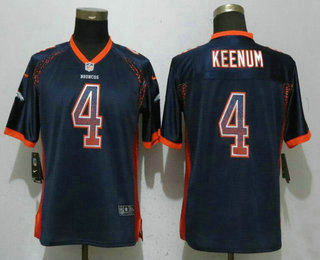 Women's Denver Broncos #4 Case Keenum Navy Blue Drift Stitched NFL Nike Fashion Elite Jersey