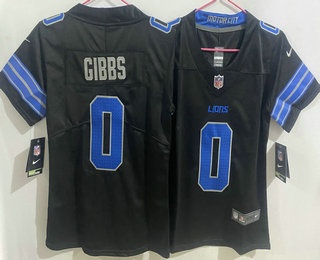 Women's Detroit Lions #0 Jahmyr Gibbs Limited Black Vapor Jersey