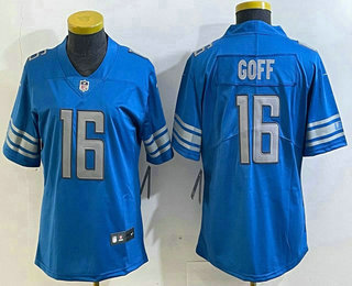 Women's Detroit Lions #16 Jared Goff Limited Blue Vapor Jersey