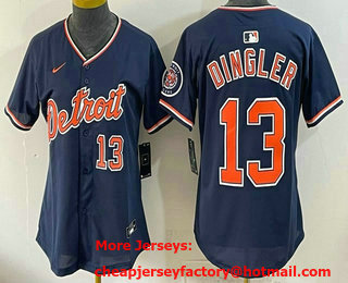 Women's Detroit Tigers #13 Dillon Dingler Navy Stadium Jersey