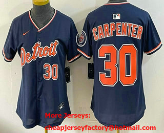 Women's Detroit Tigers #30 Kerry Carpenter Navy Stadium Jersey