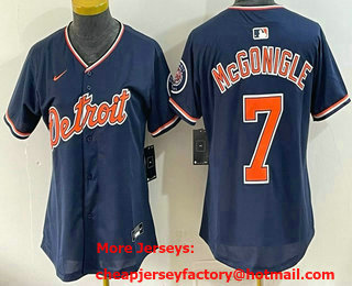 Women's Detroit Tigers #7 Kevin McGonigle Navy Stadium Jersey